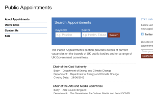 Preview of prototype Public Appointments website