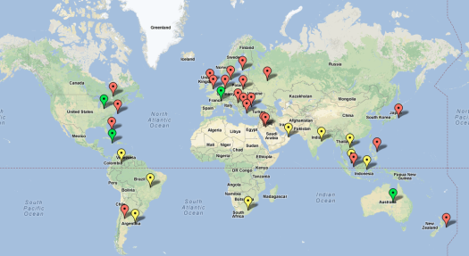 Map of International Visitors to GDS