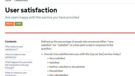 Screen shot of user satisfaction guidance