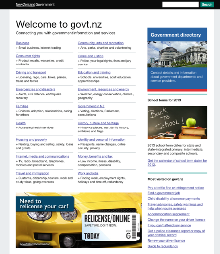 Mockup of govt.nz