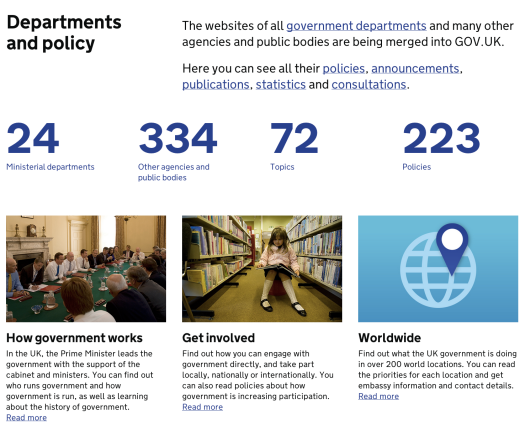 The new 'Departments and policy' section