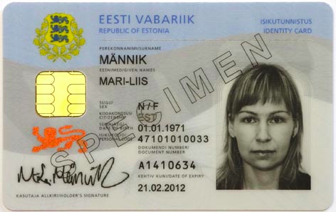 Estonian ID card specimen