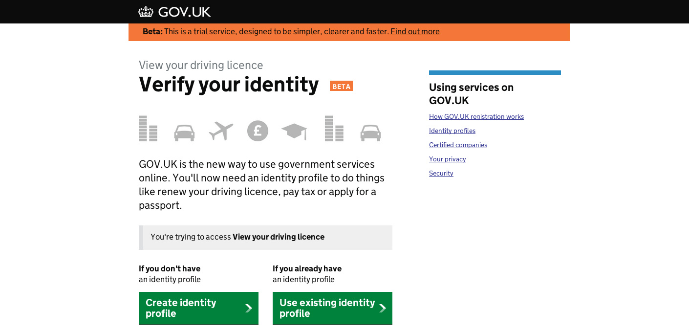 Verify your Identity. Verify service. Government Gateway ID.