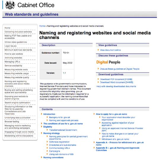 GOV.uk domain naming guidelines