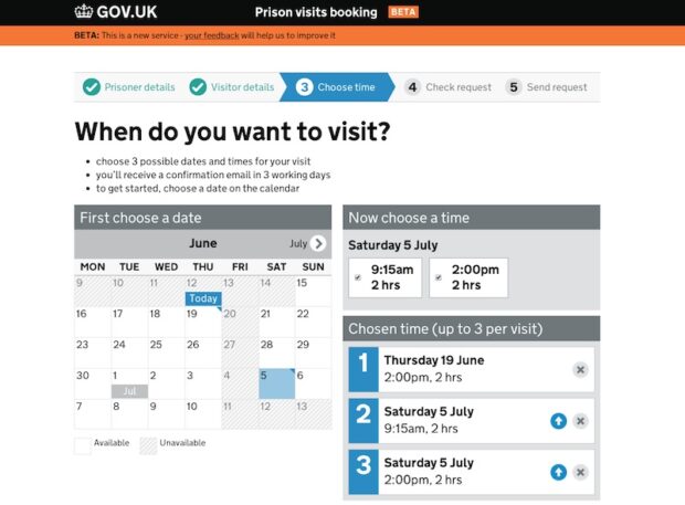 gov.uk prison visits booking