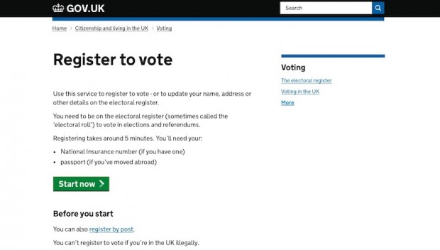 Register to vote on GOV.UK