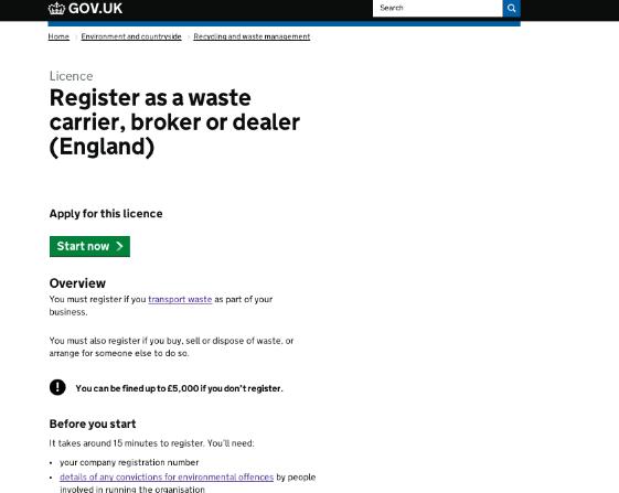 Waste carriers on GOV.UK