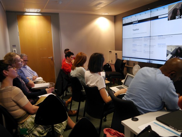 GDS user research lab, observation room filled with observers - Kate Towsey