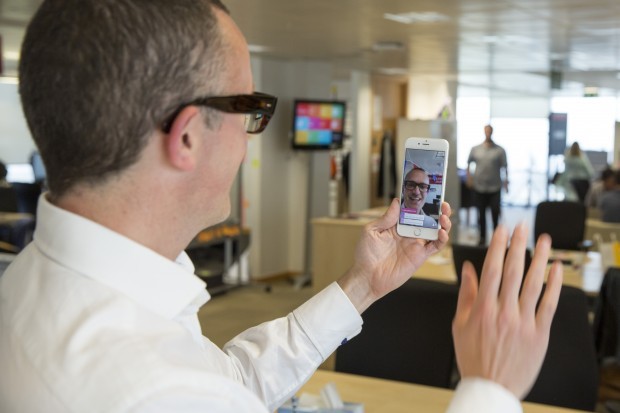 Ben Terrett using Periscope  on a mobile phone