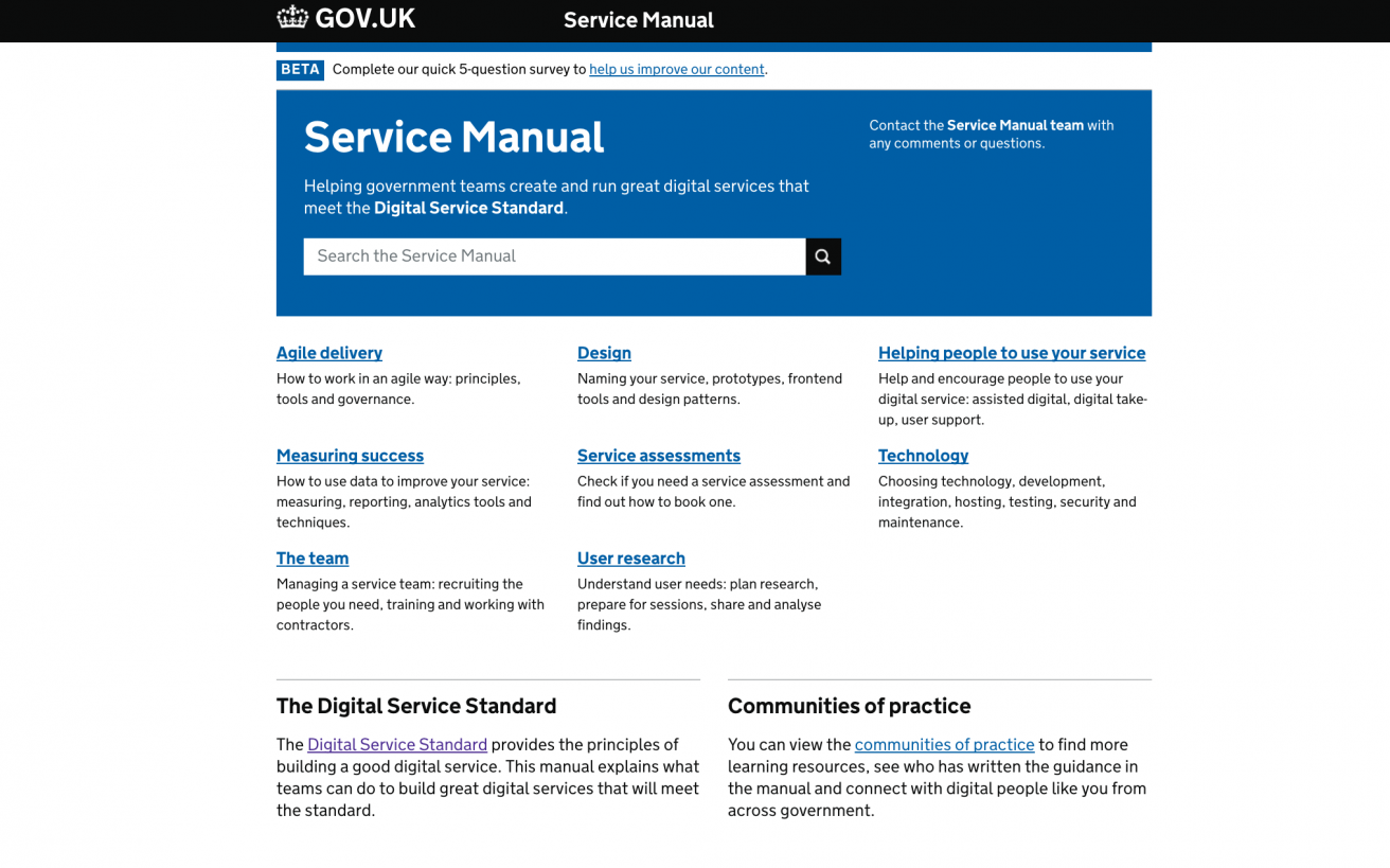 The new Service Manual homepage