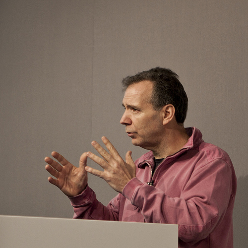 Chris Chant speaking at an event. 