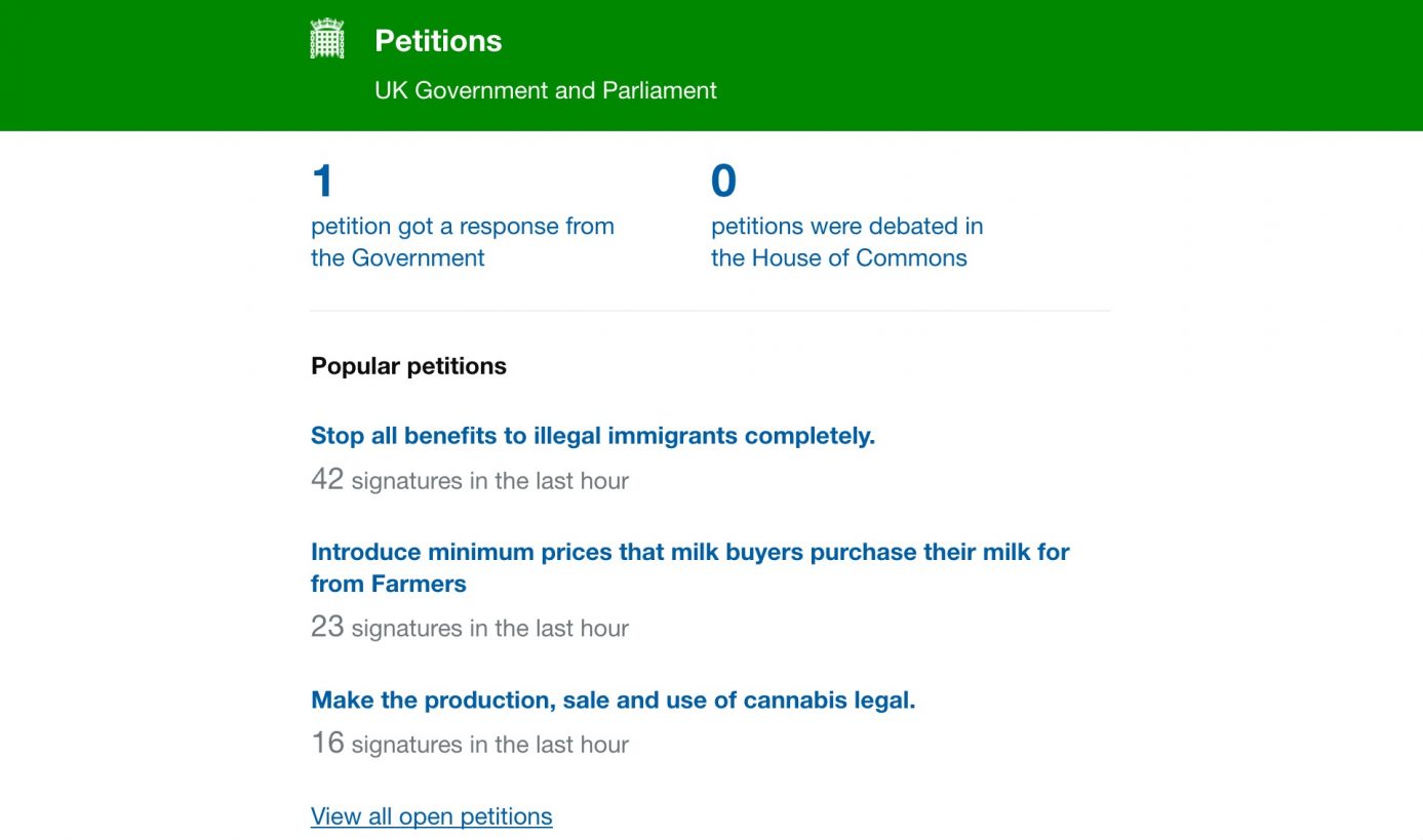 The new Parliamentary petitions website.