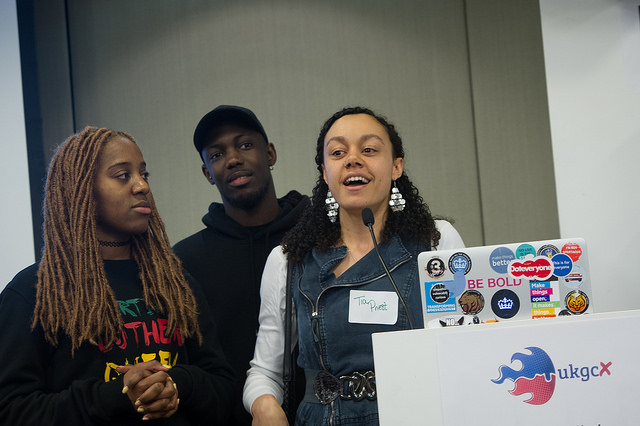 Members of the Black, Asian and Minority Ethnic network pitching at the unconference