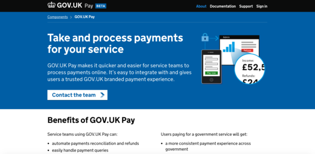 GOV.UK Pay product page screenshot