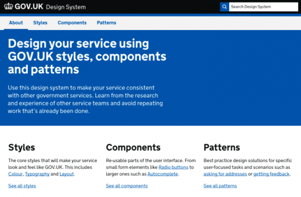 GOV.UK Design System homepage screenshot