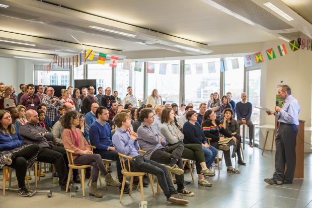 John Manzoni speaking to a large group of GDS staff