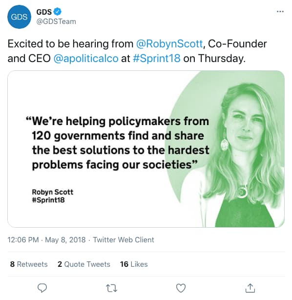 Tweet by gdsteam on 12:06 PM · May 8, 2018 (tweet content below)