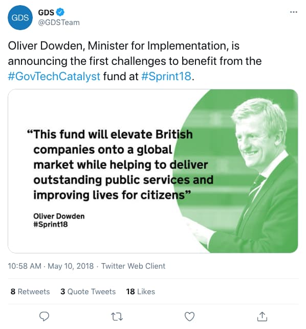 Tweet by gdsteam on 10:58 AM · May 10, 2018 (tweet content below)