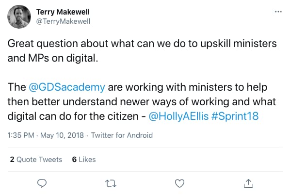 Tweet by TerryMakewell on 1:35 PM · May 10, 2018 (tweet content below)