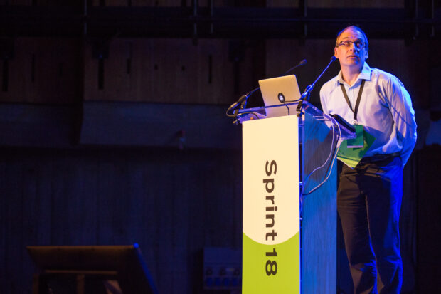 Shaun Ewings speaking at Sprint 18