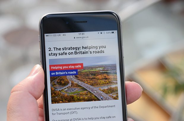 DVSA's strategy in HTML being read on a mobile phone