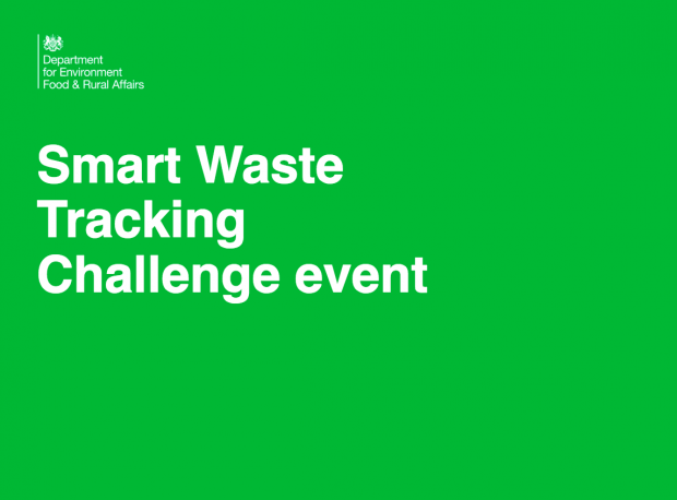 A slate saying the words "Smart Waste Tracking Challenge event"