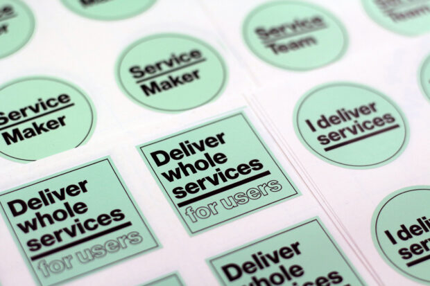 A sticker with 'deliver whole services for users' written on it