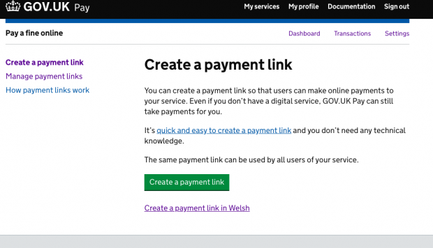 A GOV.UK Pay staff admin tool screenshot showing how government services can choose payment pages to be displayed in Welsh.