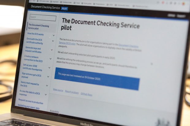 A GOV.UK page called "The Document Checking Service pilot".