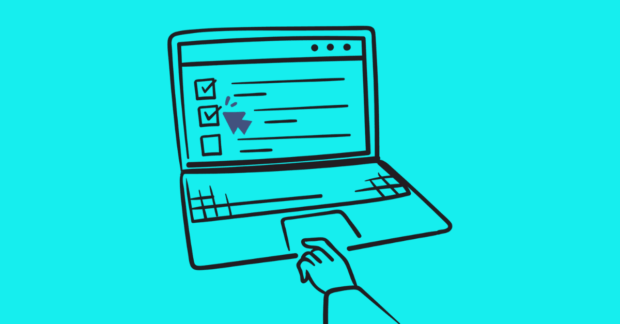 illustration of laptop and multiple boxes on screen ticked